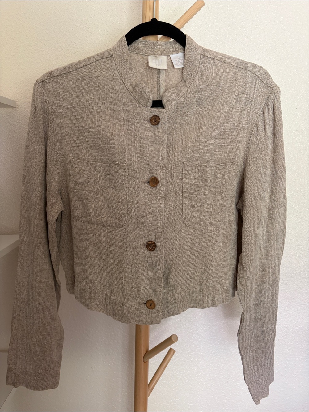 Vintage Gap 100% Linen Mandarin Collar Jacket - Picture 1 of 9